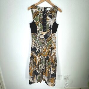 Per Se by Carlisle Tropical Drop Waist Midi Dress 2 Artsy Eclectic Resortwear‎